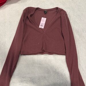 Wild Fable Ribbed Mauve Crop Top